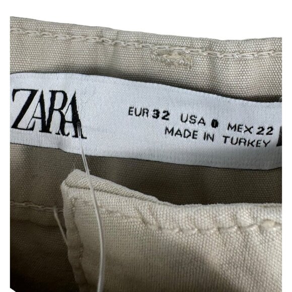 Zara Parachute Pants Light tan baggy cropped barrel sz 0 - Picture 4 of 12